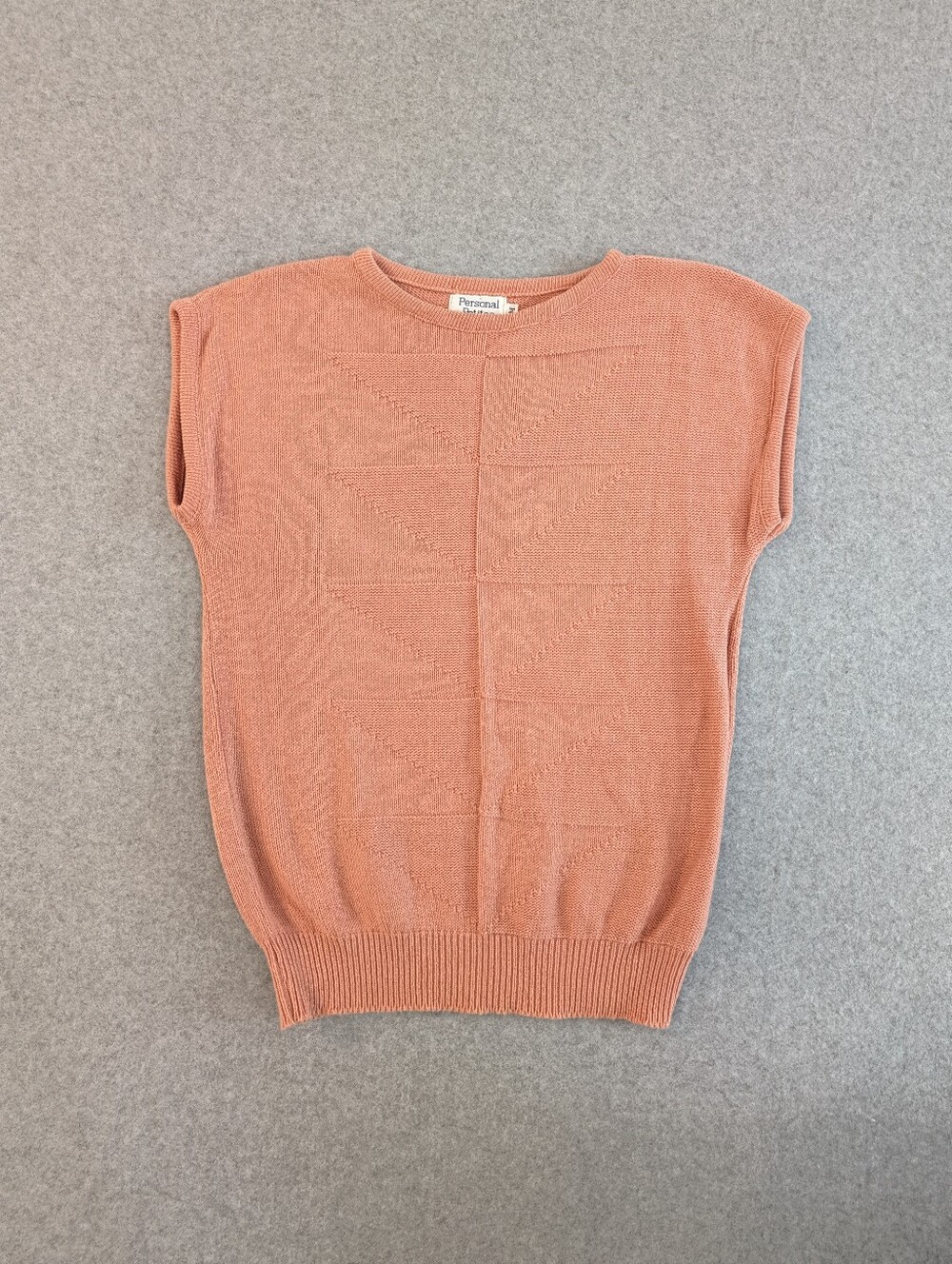 Vintage 90s Womens M Knit Sweater Vest Peach Geometric Minimalist Preppy Capsule
